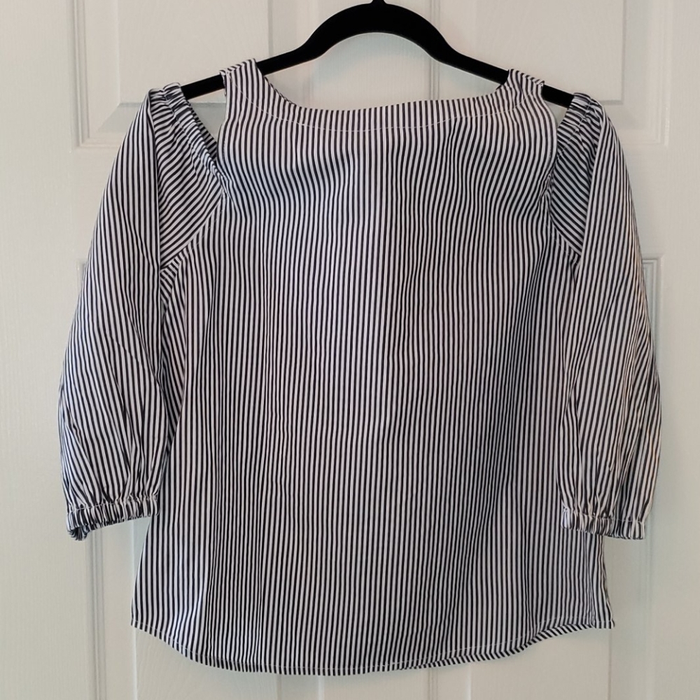 Cold Shoulder Black Stripe Top - S - New